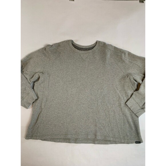Eddie Bauer Sweatshirt Mens 2XL Gray Thermal Waffle Knit Shirt Long Sleeve - Picture 1 of 7
